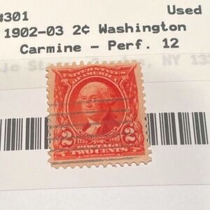 US George Washington 2 Cent Carmine / Red 1902-1903 - 12 Perforated RARE!